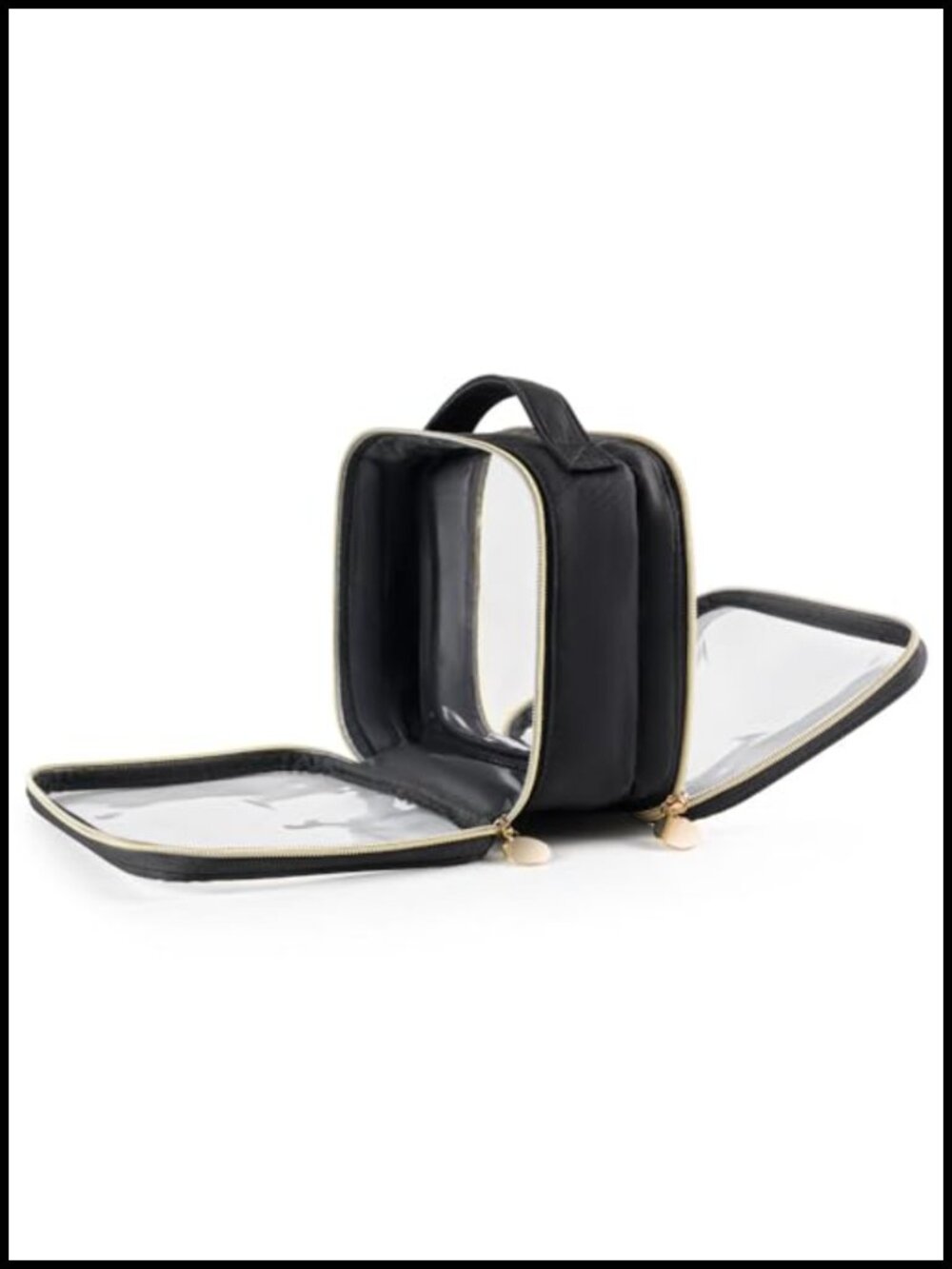 Clear Travel Makeup Bag Two Compartment Waterproof Nylon PVC Cosmetic Pouch